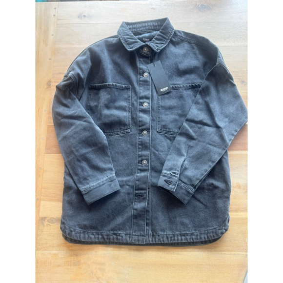 Women's HUDSON Black Oversize Denim Jacket M - Picture 4 of 9